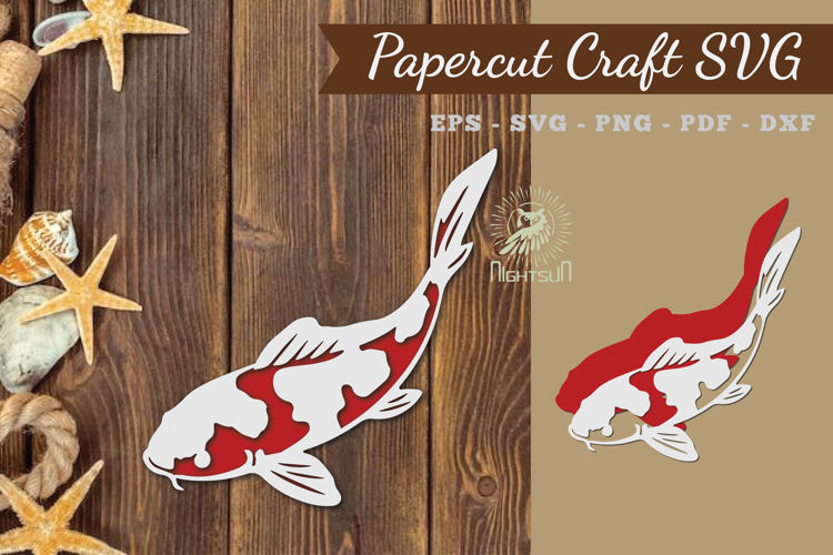 Koi Fish Paper Cut SVG