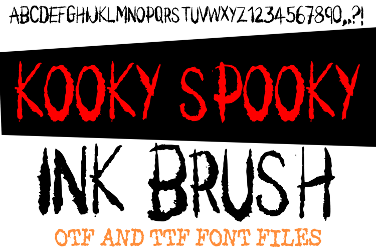 Kooky Spooky Ink Blot Rough Brush Lettering ABC Font Type