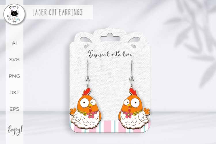 Easter Earrings Laser Cut | Chicken Earrings SVG