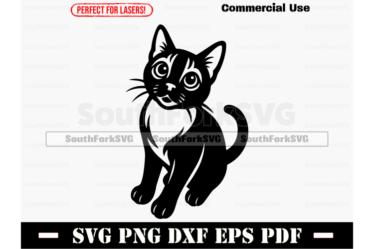 Korat Cat Begging SVG PNG DXF EPS PDF