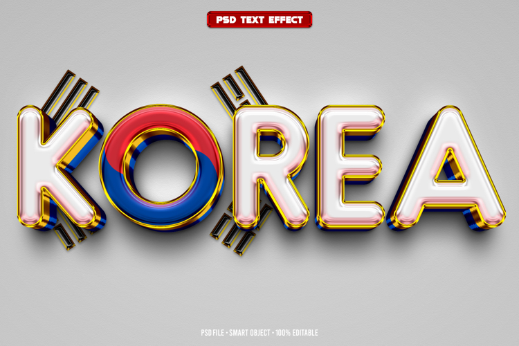 Korea 3D editable text effect