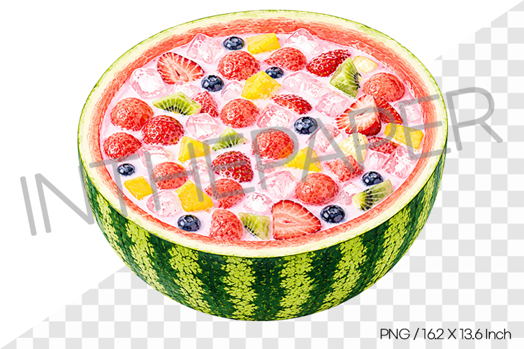 Korean Fruit Punch PNG Watercolor Illustration Clipart korea