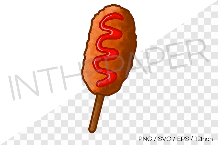 Crispy ketchup corn dog PNG SVG clipart korean food snack