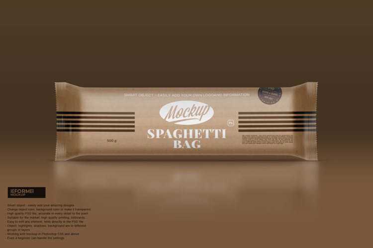 Kraft Spaghetti Pasta Bag Mockup