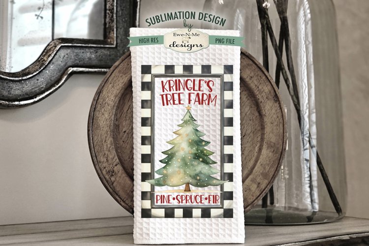 Kringles Tree Farm | Dish Towel Sublimation Design example image 1