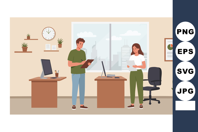 Office teamwork collaboration between male and female cowork