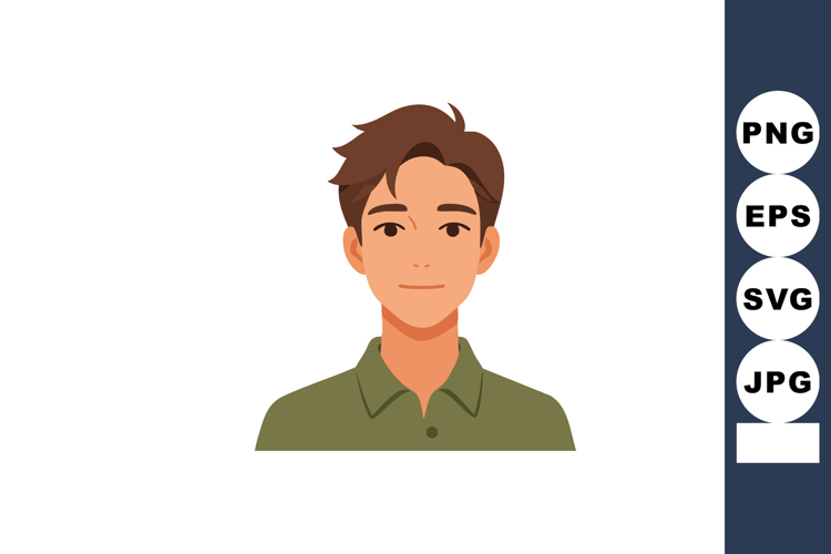 Young man portrait illustration with casual green shirt and