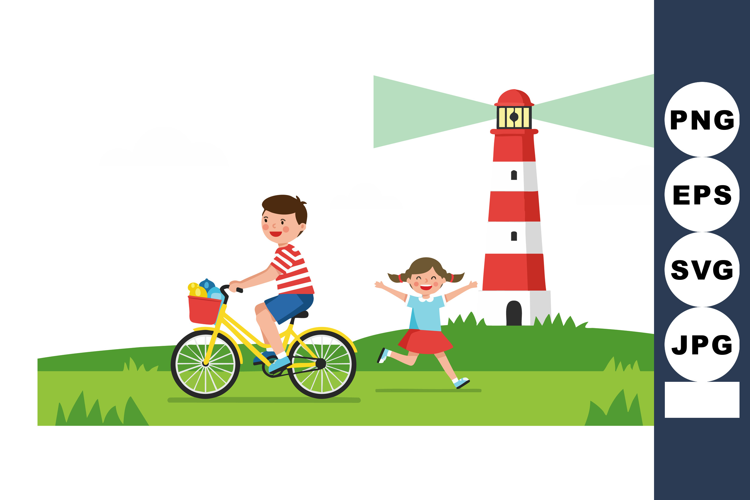 Children enjoying outdoor play near red and white striped li