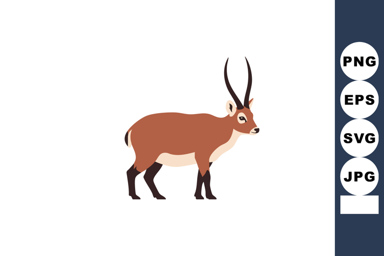 Antelope side view with brown and beige colors vector illust
