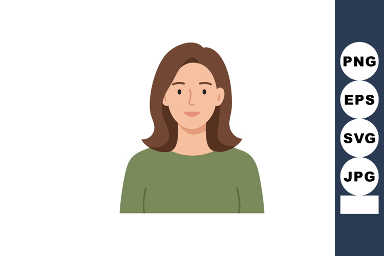 Woman with brown hair wearing green sweater simple portrait