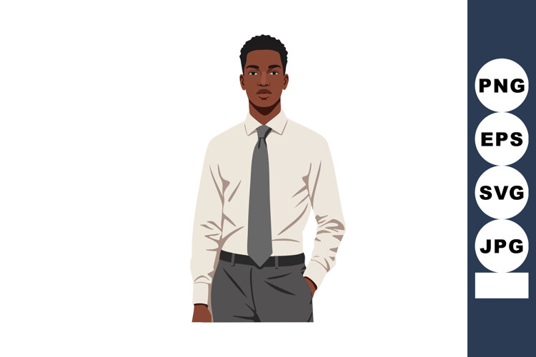 Businessman in white shirt and gray tie standing with hand i example image 1