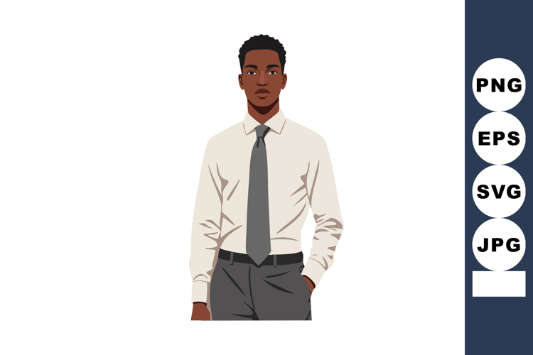 Businessman in white shirt and gray tie standing with hand i