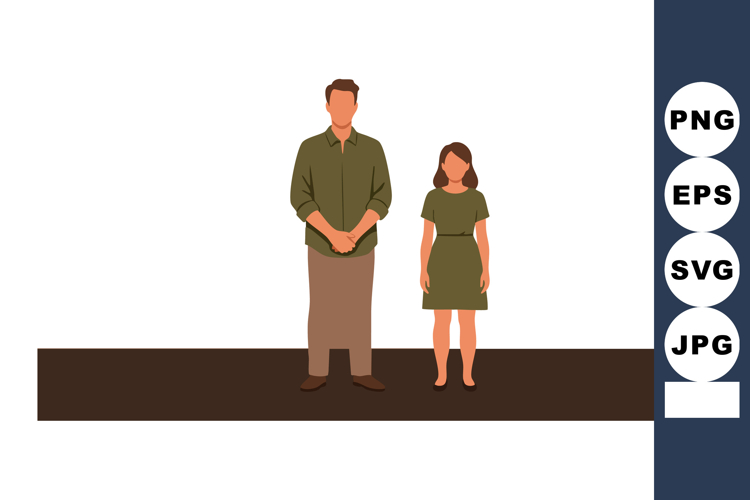 Man and Woman Standing Together in Casual Clothing Vector Il
