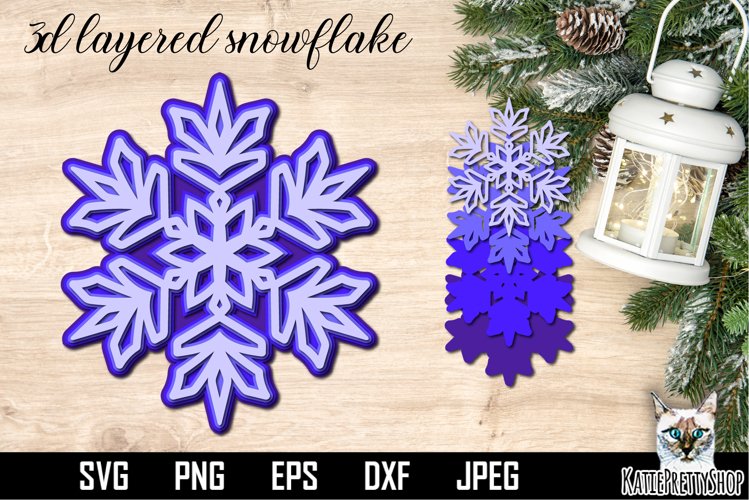 Premium paper cutting file SVG, Christmas layered snowflake. example image 1