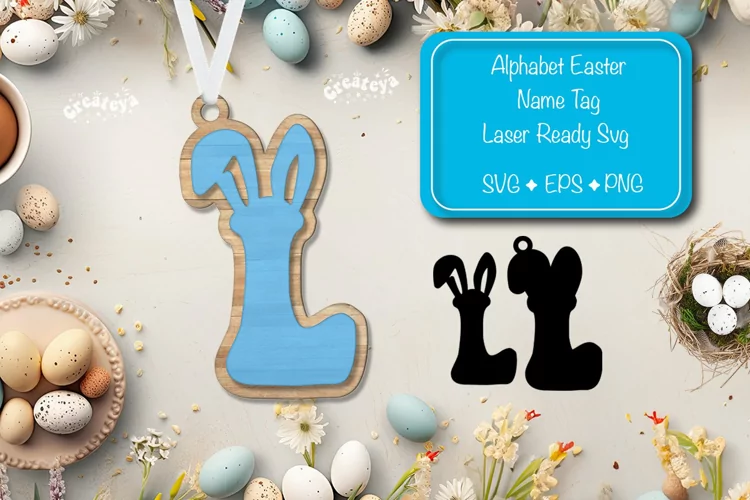 Alphabet Letter L Easter basket tags Easter tag Laser Cut