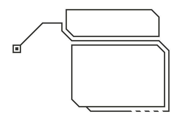 Callout bar label. Information box in futuristic HUD style.