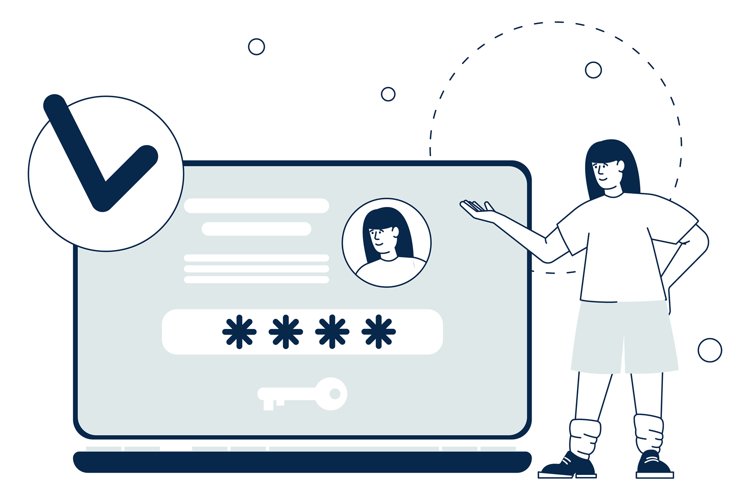 Personal security on laptop screen. Password protection conc