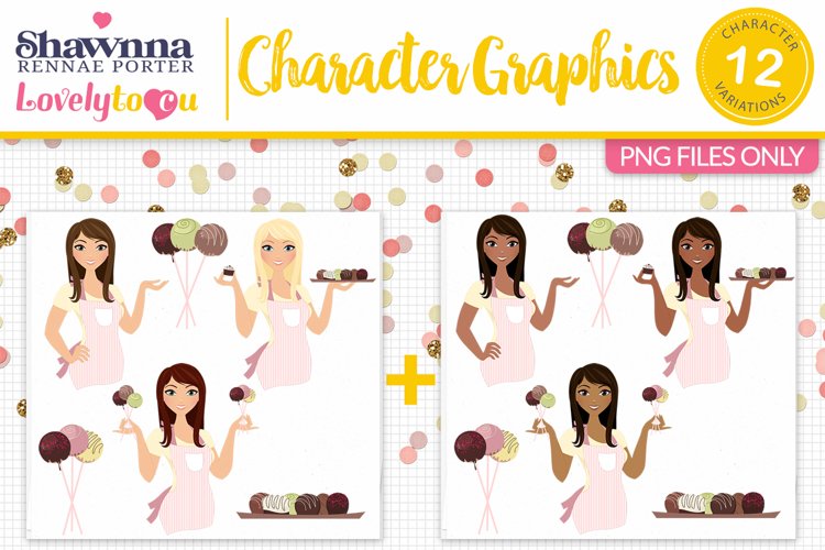 Woman chocolate lover avatar character clipart L129 Zara example image 1