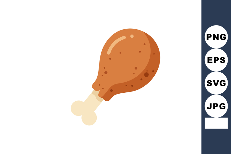 Fried chicken drumstick vector illustration with brown tones
