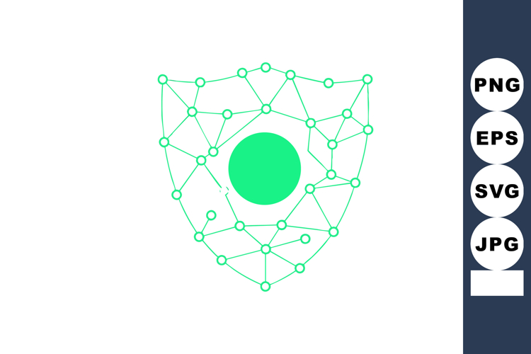 Abstract shield network with connected nodes and central cir