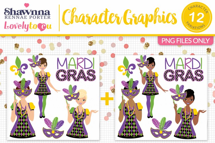 Mardis Gras avatar, woman character clipart L333 Juliet example image 1