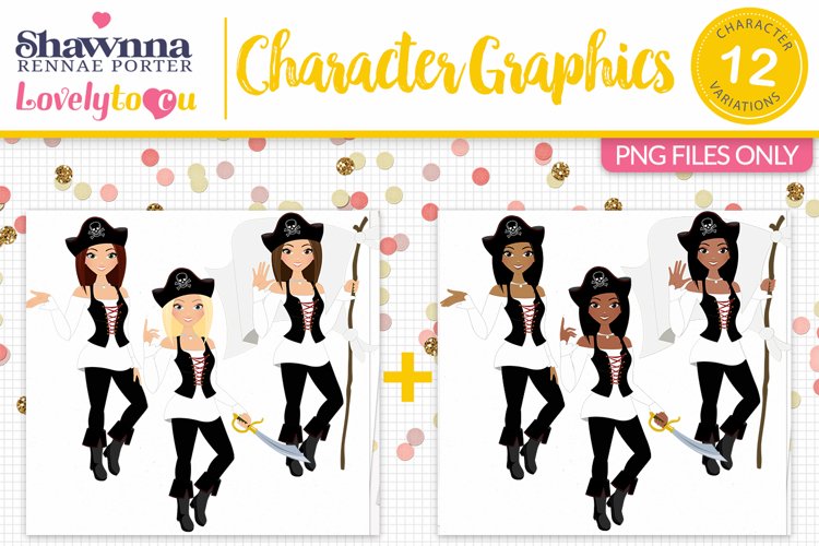 Pirate woman, halloween costume character clipart L469 Lisa