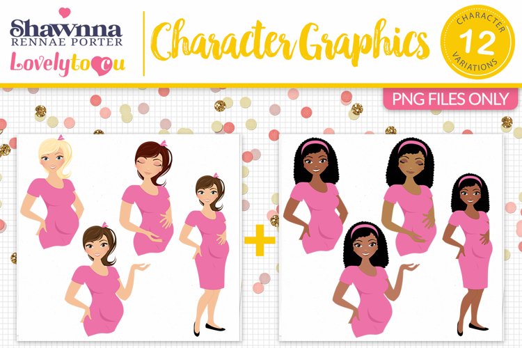 Woman avatar, mom maternity character clipart L485 Piper