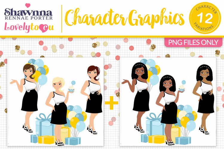 Mom illustration, baby shower character clipart L499 Piper