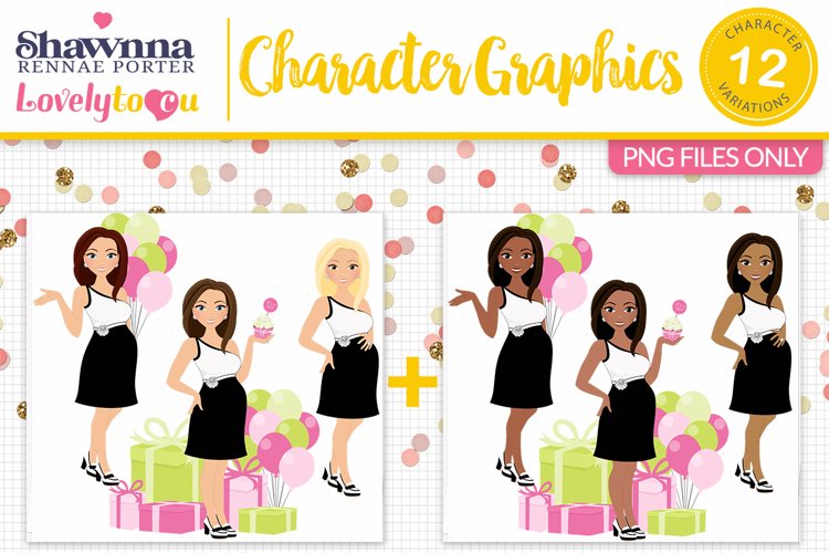 Mom illustration, baby shower character clipart L501 Margie