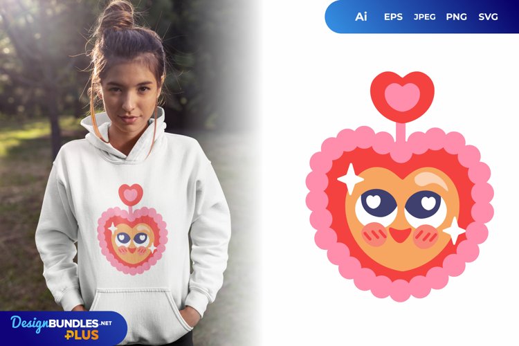 Excited Heart Character with Love Antenna on Its Head