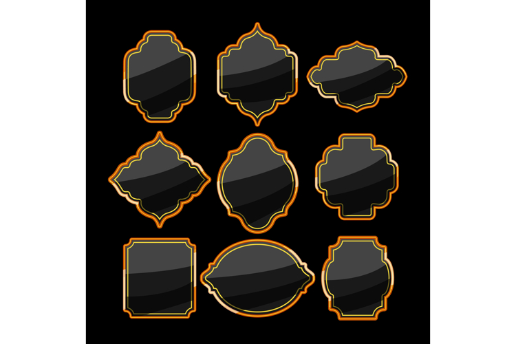 label golden luxury set cartoon