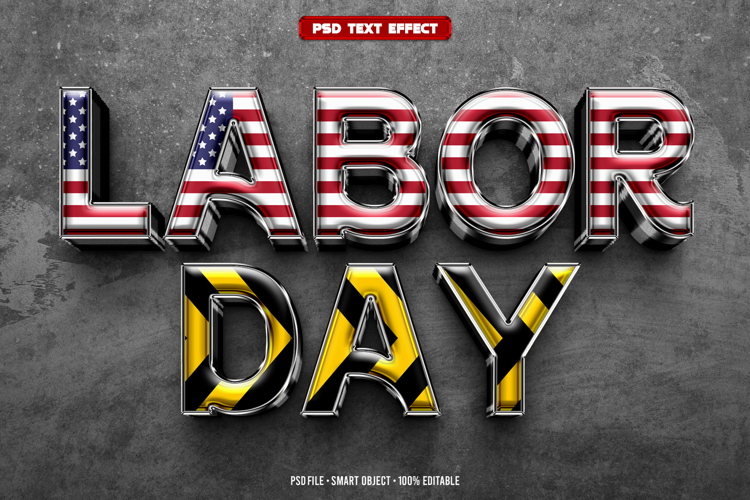 Labor day 3D editable text effect