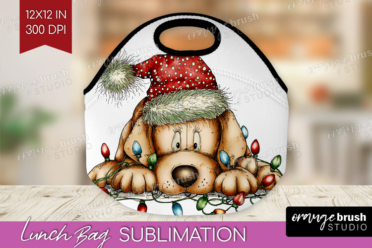 Labrador Tangled In Christmas Lights Lunch Bag Funny Xmas