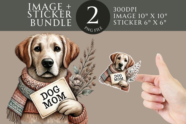 Labrador Dog Mom Sticker   Clipart Watercolor PNG
