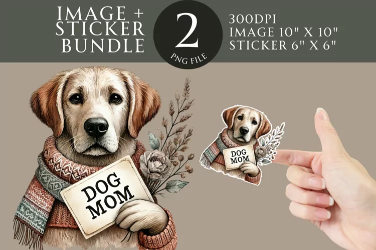Labrador Dog Mom Sticker & Clipart Watercolor PNG