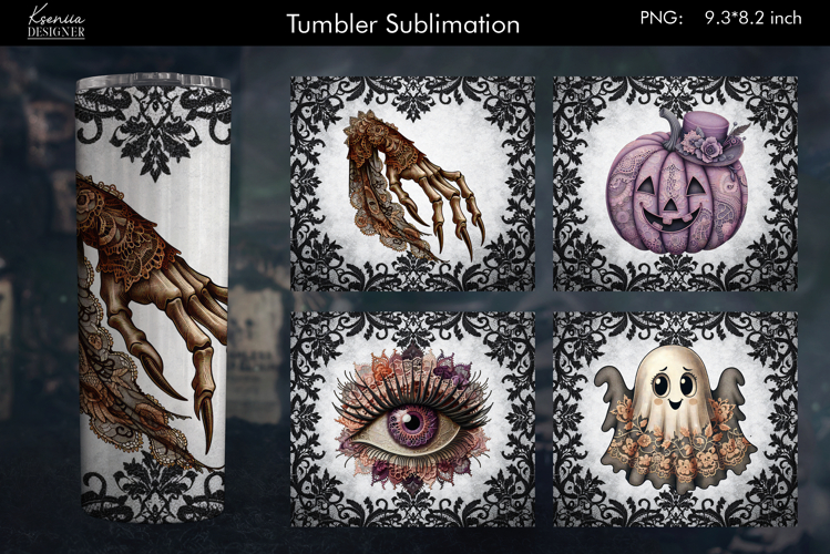 Halloween Lace Vintage Tumbler Sublimation Designs