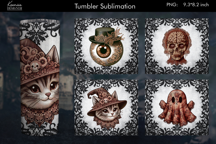 Halloween Lace Vintage Tumbler Sublimation Designs
