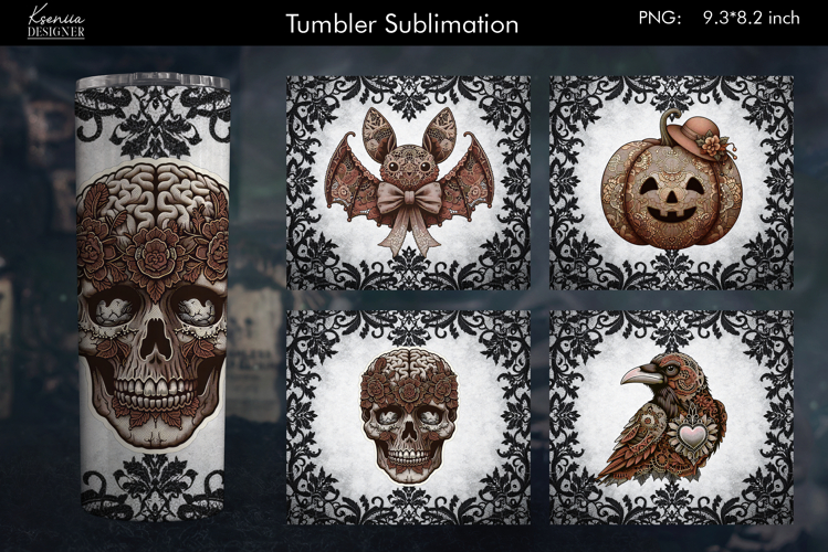 Halloween Lace Vintage Tumbler Sublimation Designs
