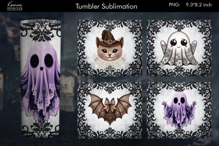 Halloween Lace Vintage Tumbler Sublimation Designs