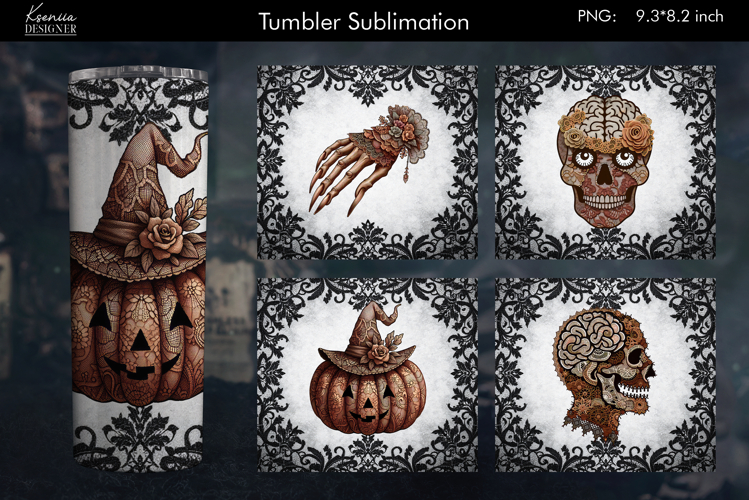 Halloween Lace Vintage Tumbler Sublimation Designs