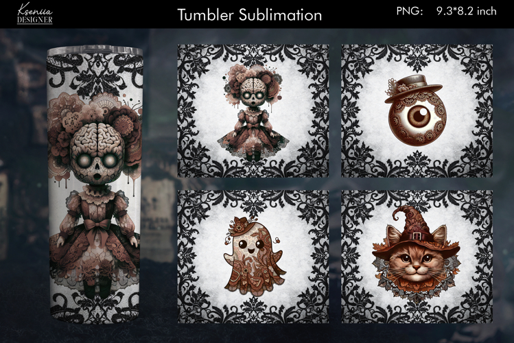 Halloween Lace Vintage Tumbler Sublimation Designs
