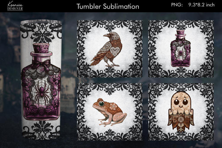Halloween Lace Vintage Tumbler Sublimation Designs