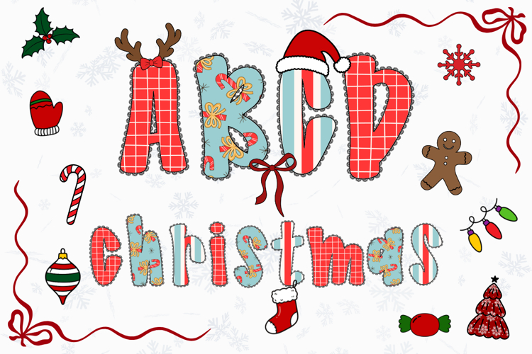 Christmas Alphabet Doodle Lace Letters Coquette Bubble_15