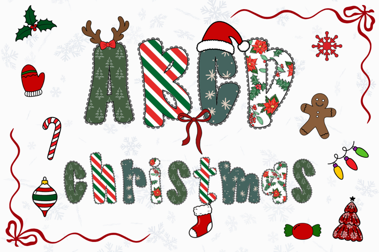 Christmas Alphabet Doodle Lace Letters Coquette Bubble_3