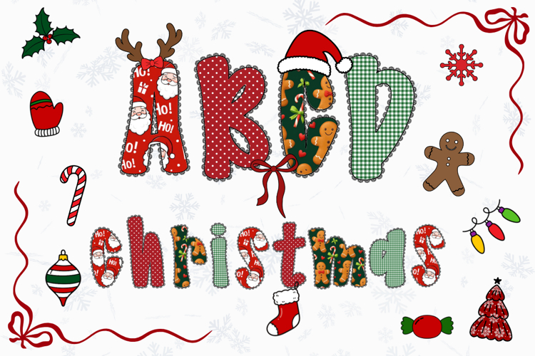 Christmas Alphabet Doodle Lace Letters Coquette Bubble_14