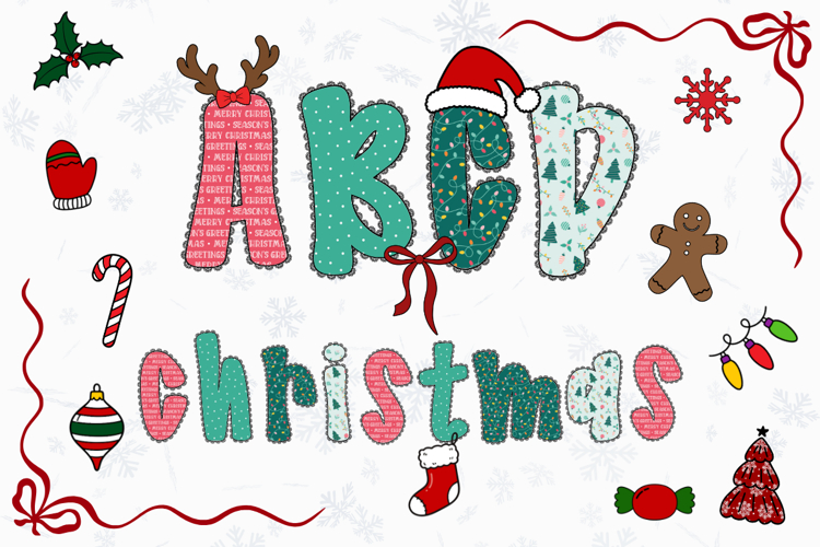Christmas Alphabet Doodle Lace Letters Coquette Bubble_12
