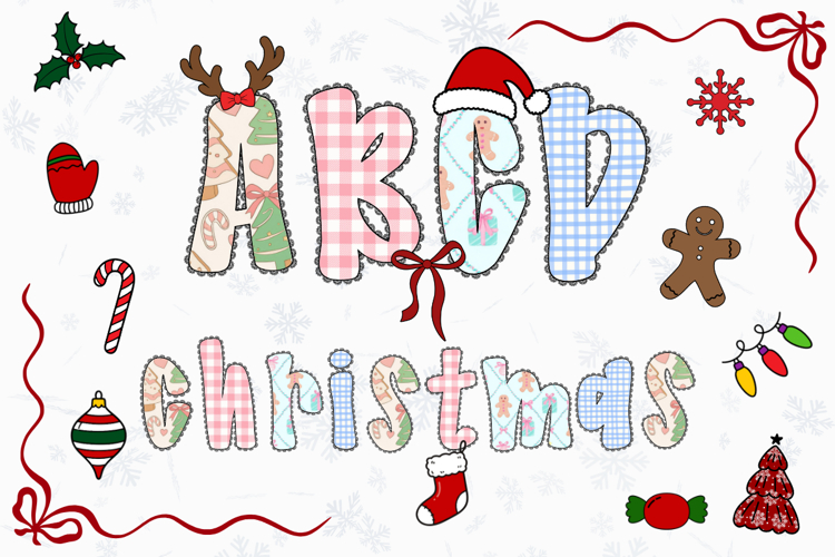 Christmas Alphabet Doodle Lace Letters Coquette Bubble_23