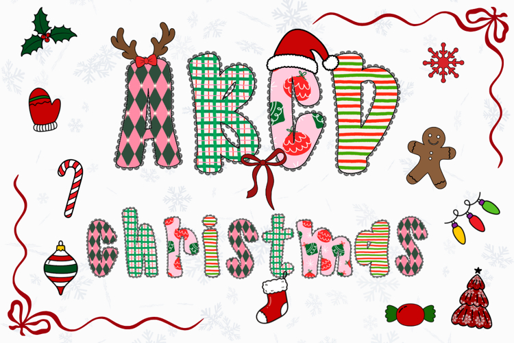 Christmas Alphabet Doodle Lace Letters Coquette Bubble_4