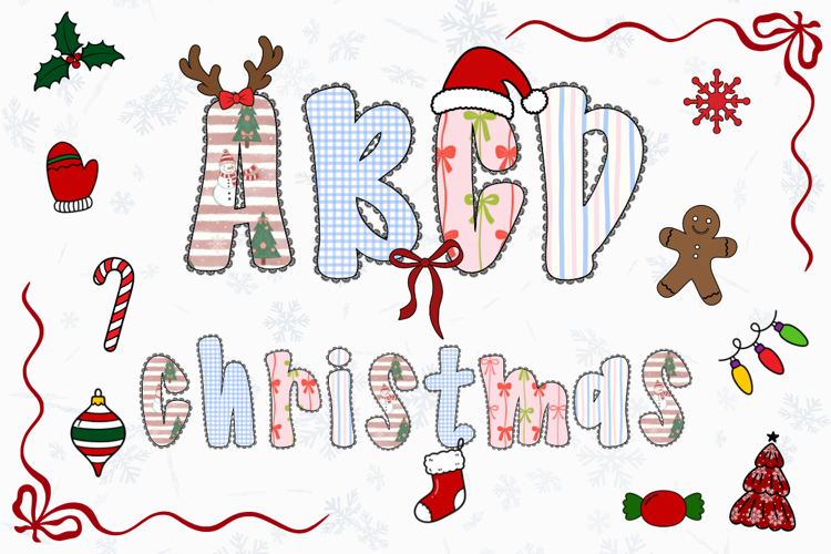 Christmas Alphabet Doodle Lace Letters Coquette Bubble_6