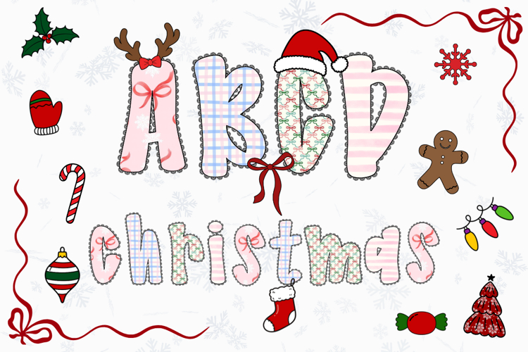 Christmas Alphabet Doodle Lace Letters Coquette Bubble_24